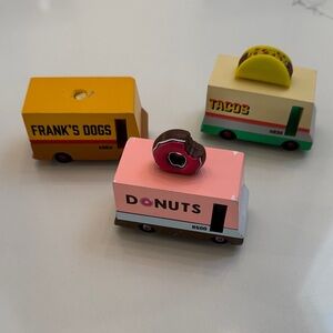 Set of 3 Candy Lab wood food trucks